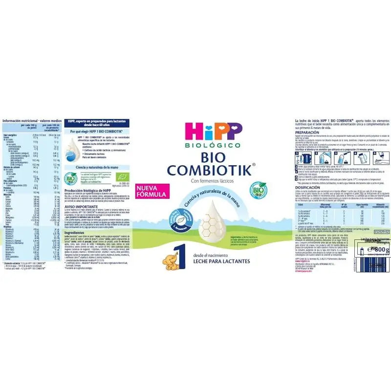 Hipp Combiotik 1, Leche de Inicio, 800 gr