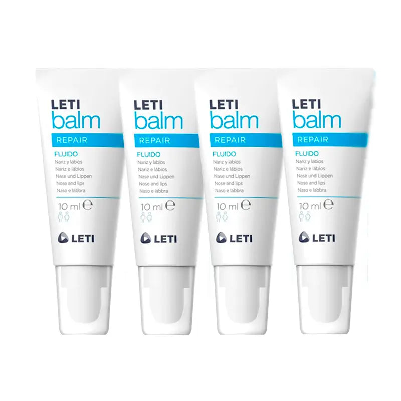 Letibalm Pack Fluido Reparador Nariz y Labios, 4 x 10ml