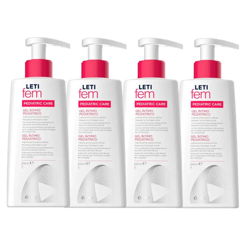 Letifem Pack Pediatric Gel íntimo, 4 x 250 ml