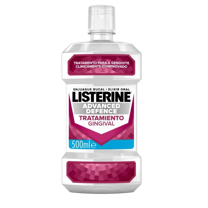 LISTERINE Enjuague Bucal Advanced Defence Tratamento Gingival, Sabor Menta Fresca, 500 ml