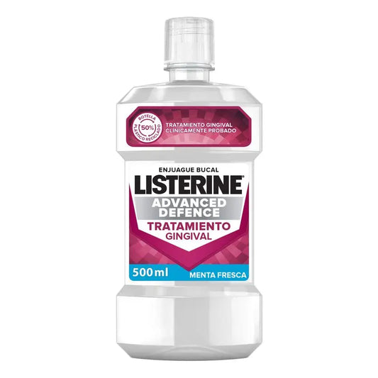 LISTERINE Enjuague Bucal Advanced Defence Tratamento Gingival, Sabor Menta Fresca, 500 ml