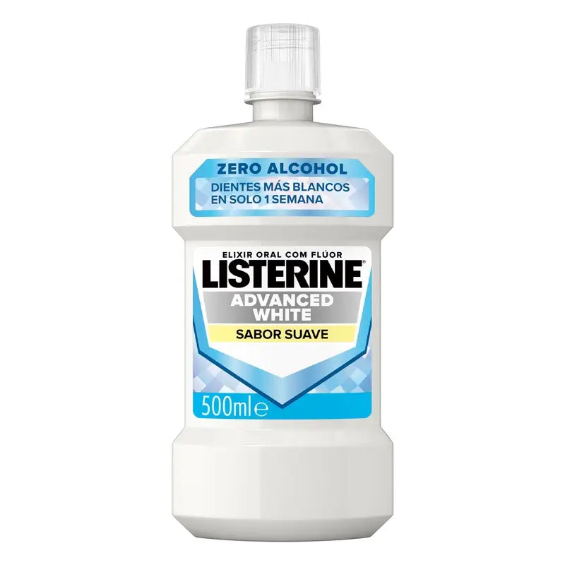 Listerine Enjuague Bucal, Blanqueador Avanzado, sin alcohol, Menta Suave, 500 ml