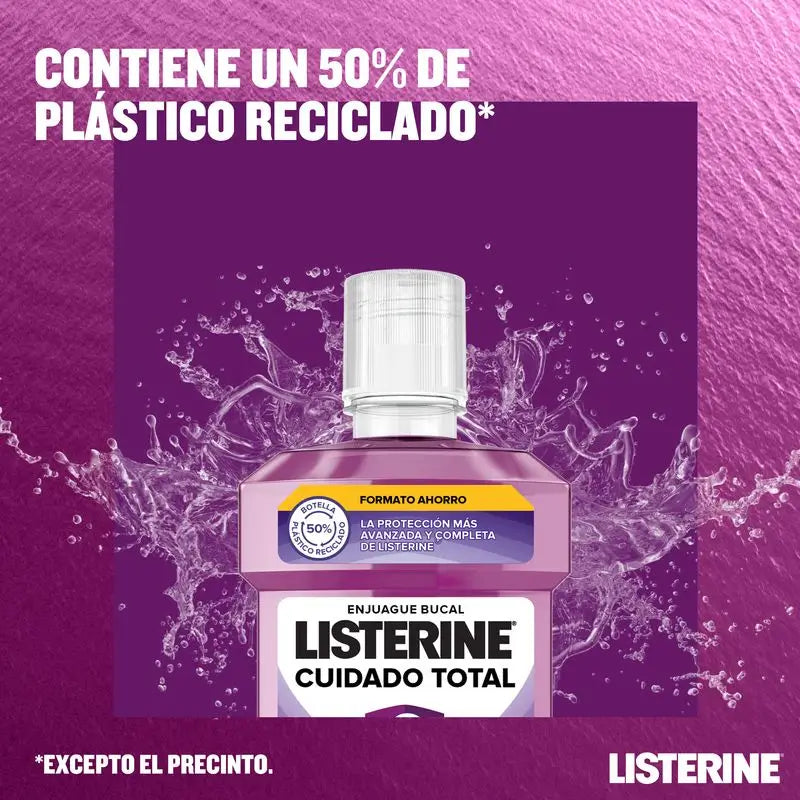 LISTERINE Enjuague Bucal Cuidado Total, Sabor Menta, 2 x 1000 ml