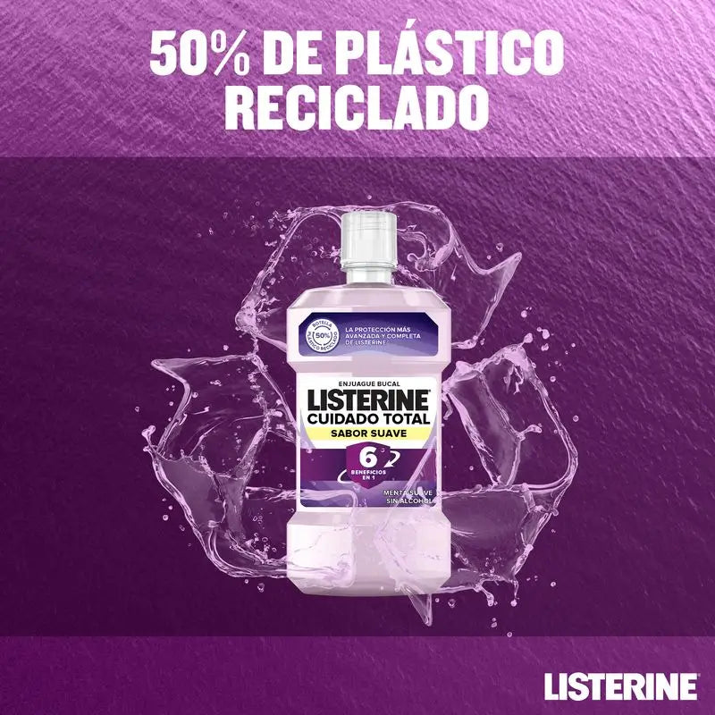 Listerine, Enjuague Bucal Cuidado Total Sabor Suave, 500 ml