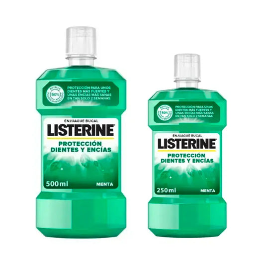 Listerine Enjuague Bucal Dientes y Encías Pack 500 ml + 250 ml