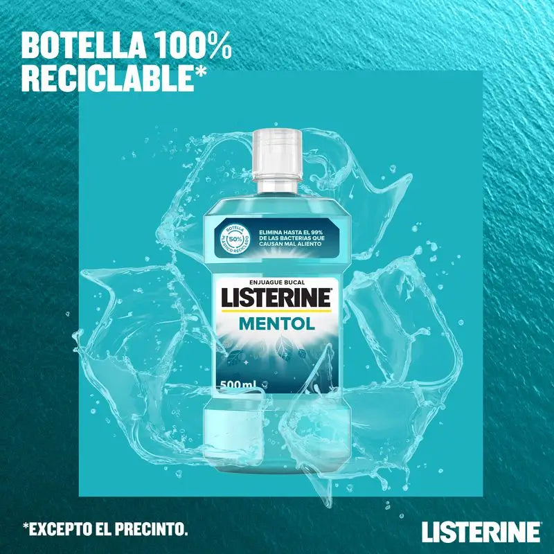 Listerine, Enjuague Bucal Mentol, 500 ml + 250 ml