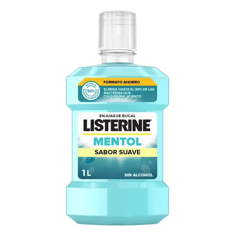 Listerine, Enjuague Bucal Mentol Sabor Suave, 1000 ml