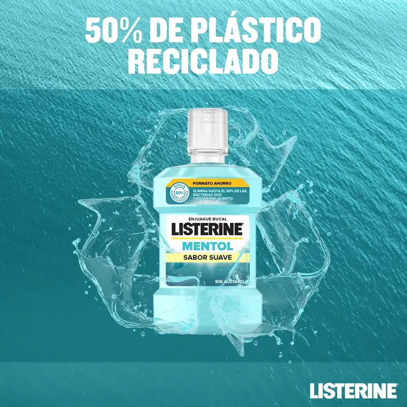 Listerine, Enjuague Bucal Mentol Sabor Suave, 1000 ml