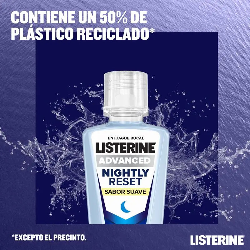 Listerine, Enjuague Bucal Nightly Reset con Suave Sabor a Menta, Fórmula sin Alcohol, 400 ml