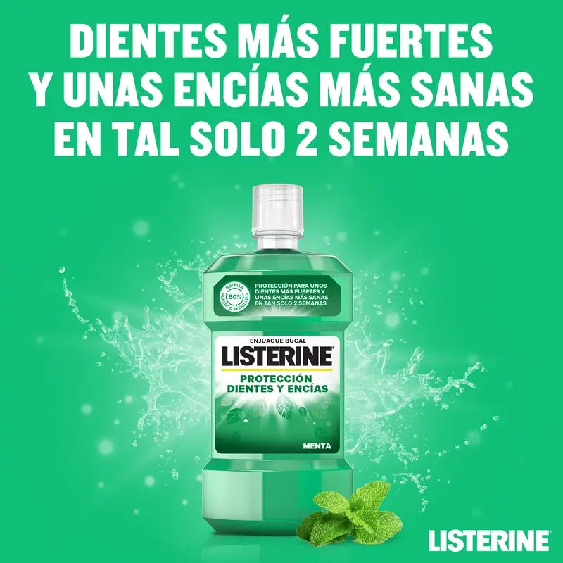 Listerine Enjuague Bucal, Protección De Dientes Y Encías Sabor Menta Fresca Fortalece Los Dientes, Pack De 2 X 1000Ml.