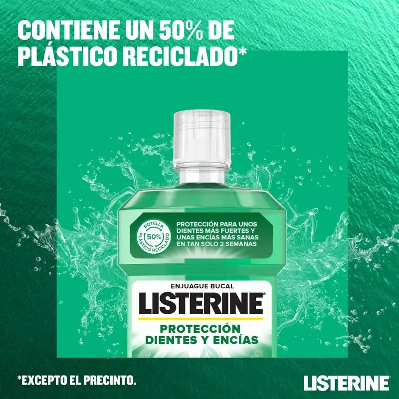 LISTERINE Enjuague Bucal Protección Dientes y Encías, Sabor Menta Fresca, 500 ml + 250 ml