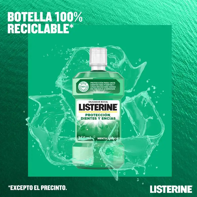 LISTERINE Enjuague Bucal Protección Dientes y Encías, Sabor Menta Fresca, 500 ml + 250 ml