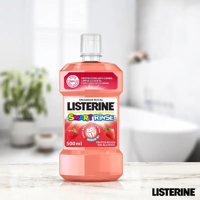 Listerine Enjuague Bucal Sin Alcohol para Niños, Protección Anti Caries, Con Flúor, 500 ml