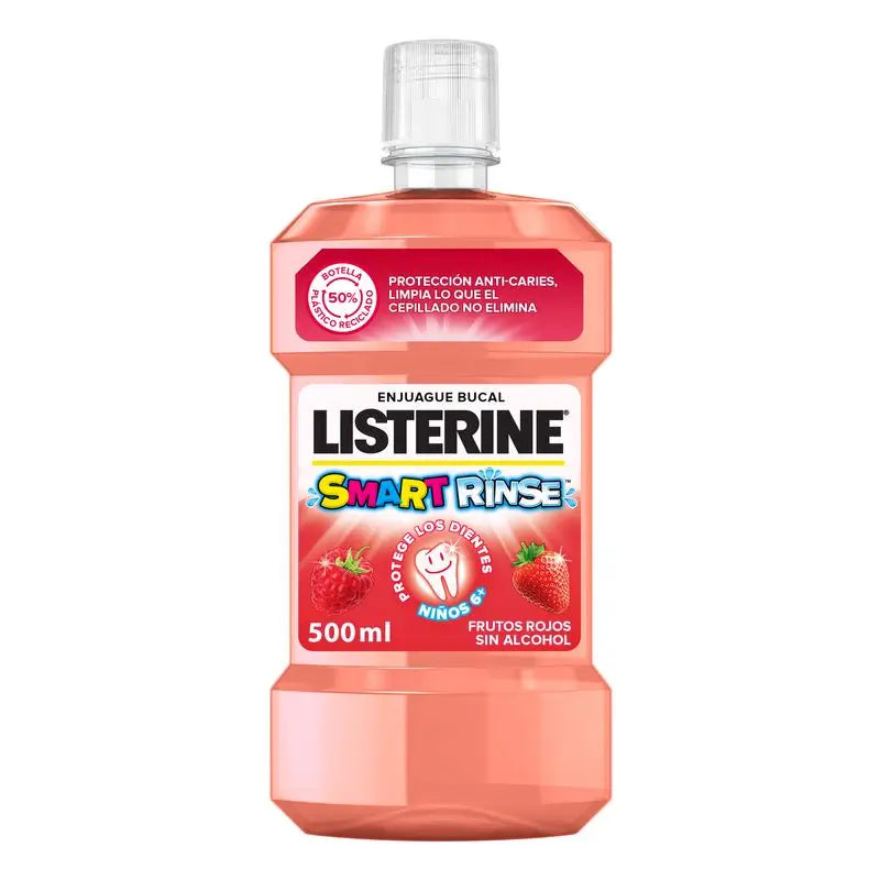 Listerine Enjuague Bucal Sin Alcohol para Niños, Protección Anti Caries, Con Flúor, 500 ml