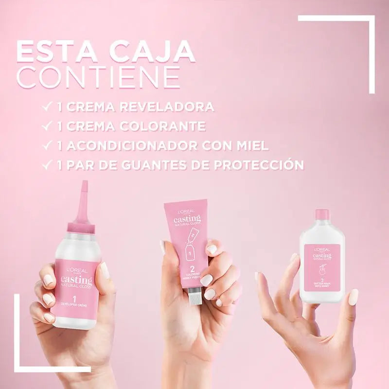 L'Oréal Paris Casting Natural Gloss Baño De Color Y Brillo Tono 423 Castaño Capuccino 90% Origen Natural.