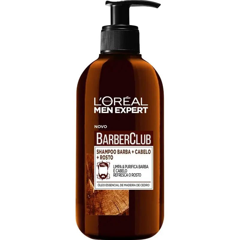 L'Oréal Paris Men Expert Barber Club Champú 3 En 1: Barba + Cabello + Rostro 200 Ml