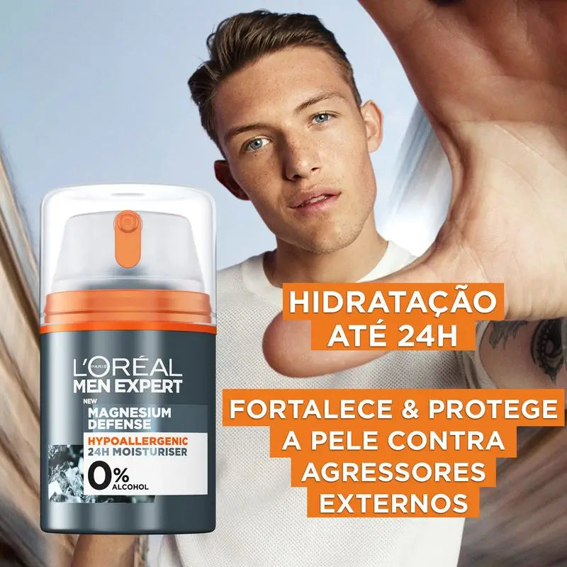 L'Oréal Paris Men Expert Crema Hidratante Hipoalergénica: Mineral De Magnesio Y Ácido Hialurónico