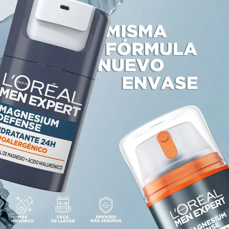 L'Oréal Paris Men Expert Crema Hidratante Hipoalergénica: Mineral De Magnesio Y Ácido Hialurónico