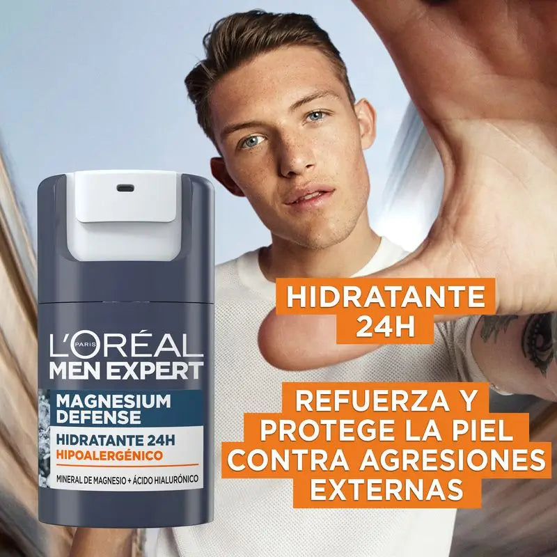 L'Oréal Paris Men Expert Crema Hidratante Hipoalergénica: Mineral De Magnesio Y Ácido Hialurónico