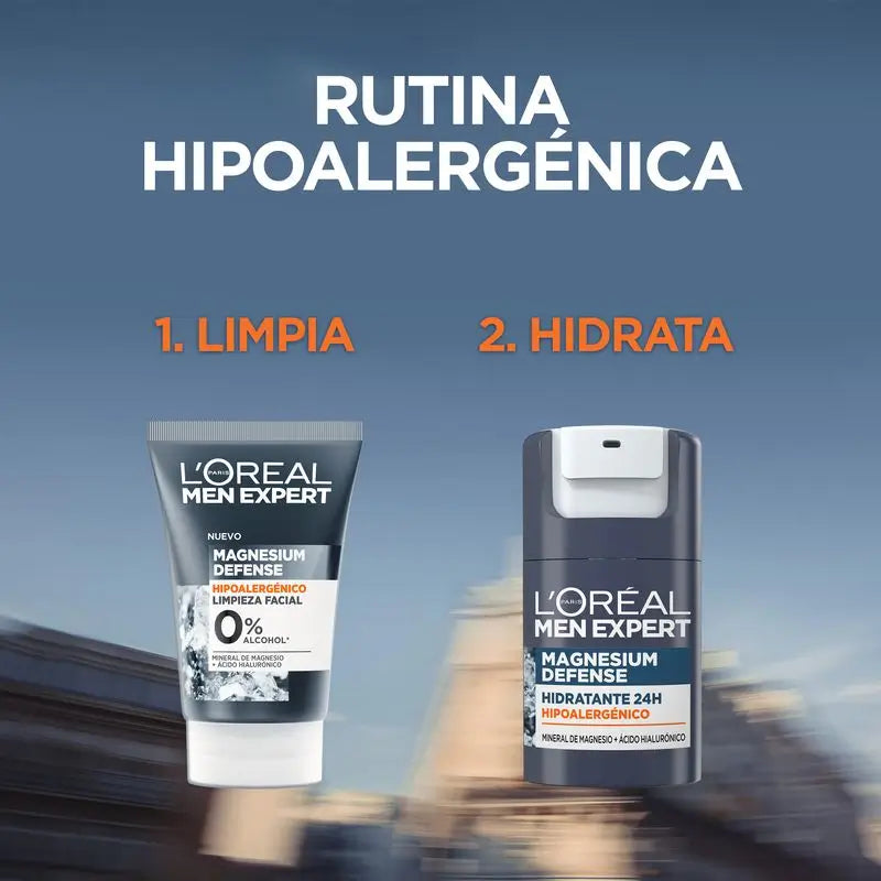 L'Oréal Paris Men Expert Crema Hidratante Hipoalergénica: Mineral De Magnesio Y Ácido Hialurónico