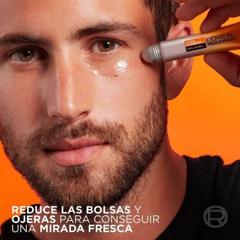 L'Oréal Paris Men Expert Hydra Energetic Roll-On Ojos Efecto Hielo Anti-Bolsas Y Anti-Ojeras Para Hombres - 10 Ml