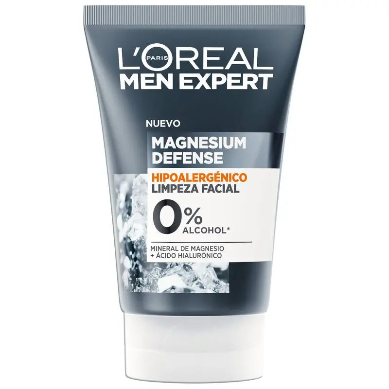 L'Oréal Paris Men Expert Limpieza Facial Magnesium Defense: Hipoalergénica, Mineral De Magnesio Y Ácido Hialurónico