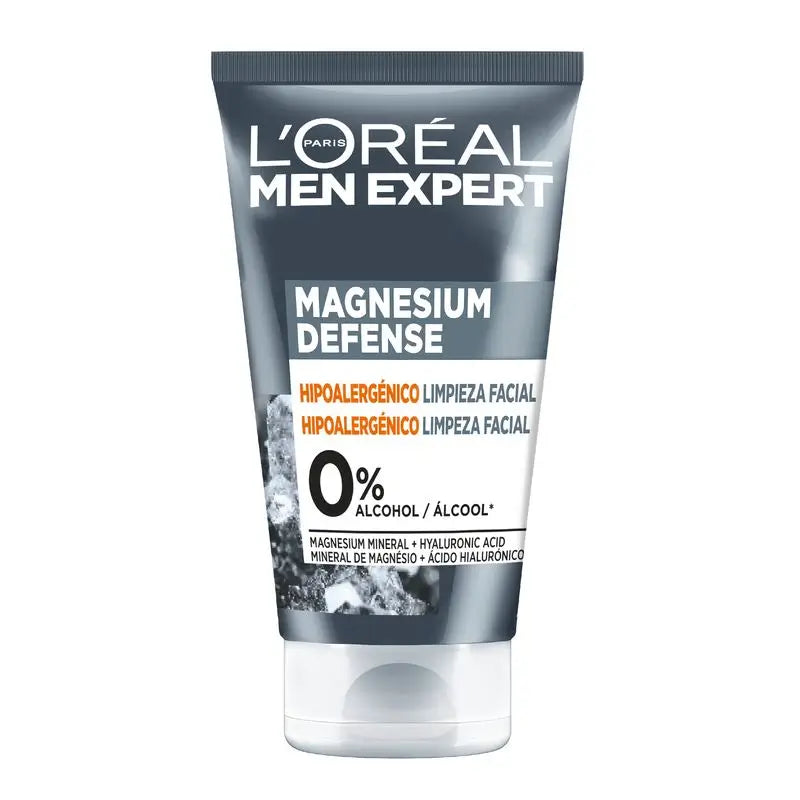 L'Oréal Paris Men Expert Limpieza Facial Magnesium Defense: Hipoalergénica, Mineral De Magnesio Y Ácido Hialurónico