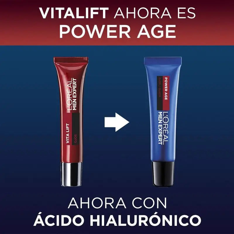 L'Oréal Paris Men Expert Power Age Contorno De Ojos Anti-Edad Con Ácido Hialurónico [Nuevo Pack De Vitalift]