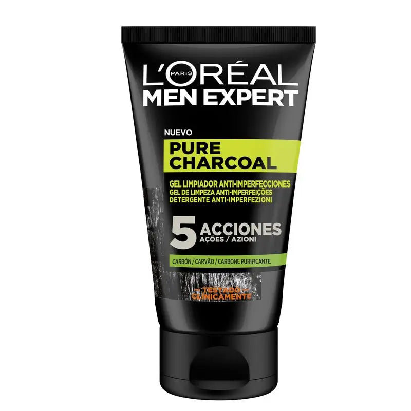 L'Oréal Paris Men Expert Pure Charcoal Gel Limpiador Anti-Imperfecciones 100 Ml