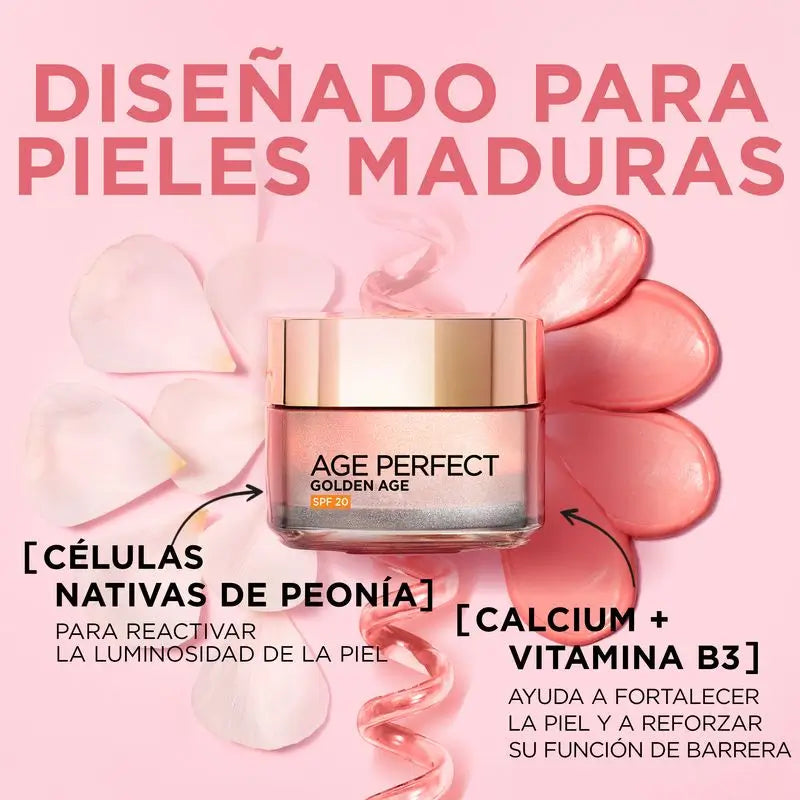 L'Oréal Paris Age Perfect Golden Age Crema De Día Con Protección Solar Spf 20 Pieles Maduras Y Apagadas