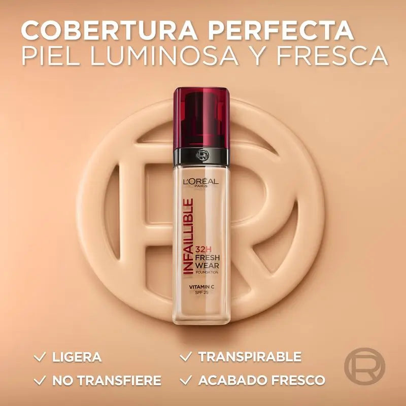 L'Oréal Paris Base De Maquillaje Infaillible 32H Freshwear 30Ml Tono 015