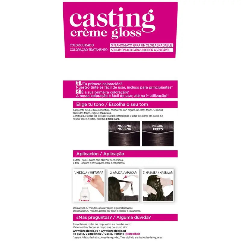 L'Oréal Paris Casting Creme Gloss Baño De Color 200 Negro Ébano