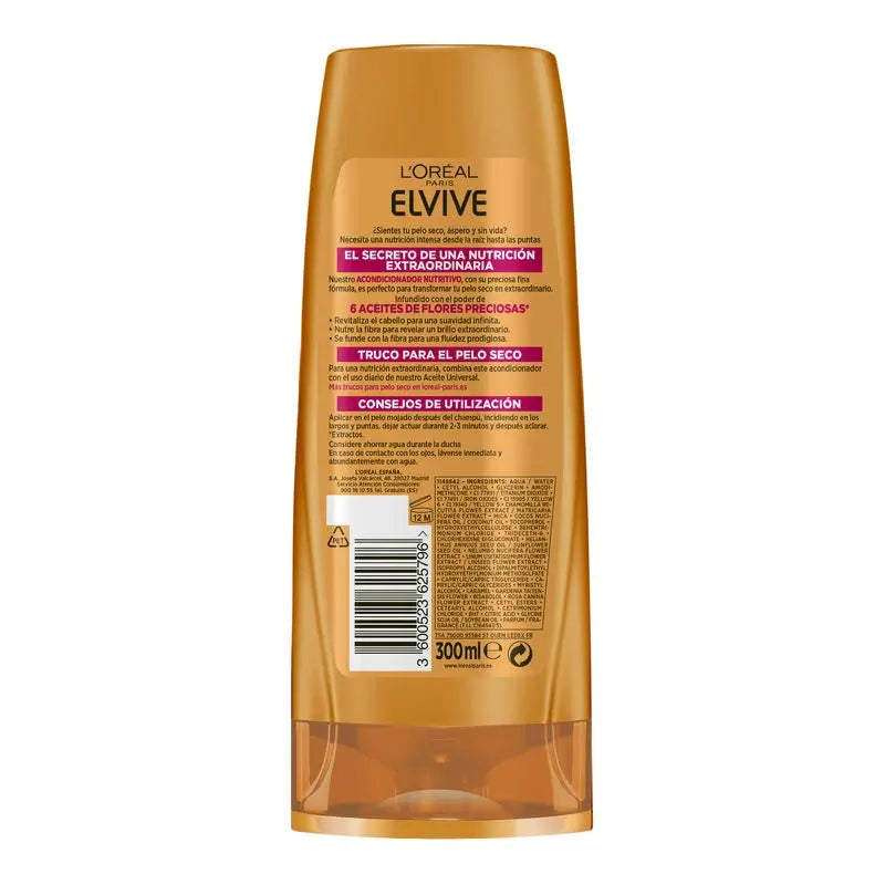 L'Oréal Paris Elvive Aceite Extraordinario Acondicionador Nutritivo Para Pelo Seco 300Ml