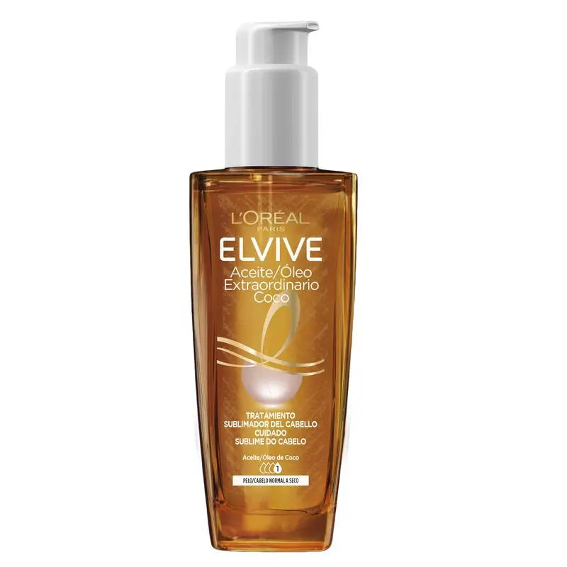 L'Oréal Paris Elvive Aceite Extraordinario Coco, Tratamiento Uso Universal Para Pelo Normal A Seco 100Ml