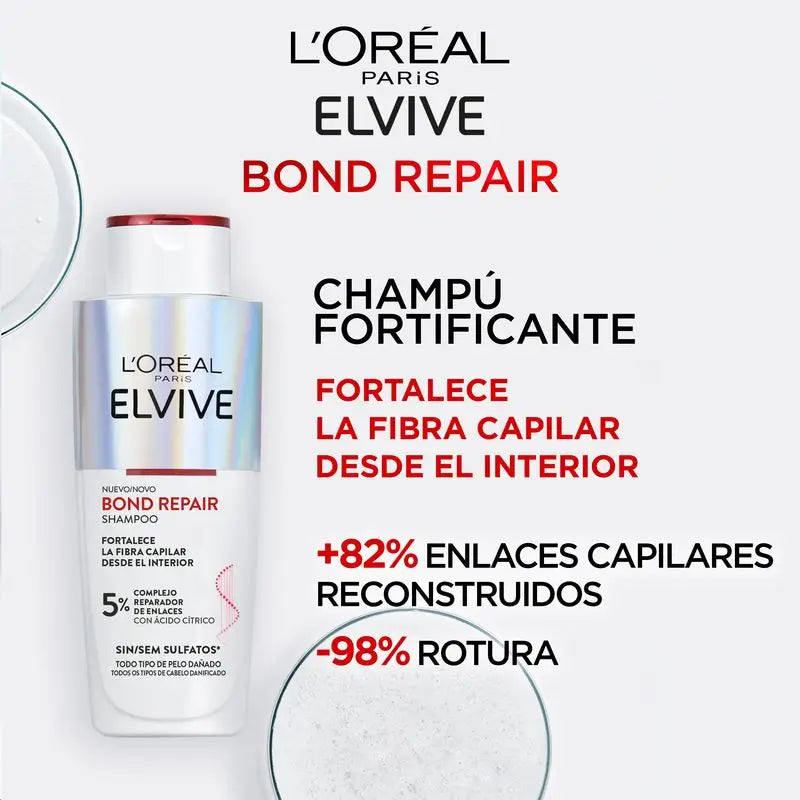 L'Oréal Paris Elvive Bond Repair Champú: Fortificante, Reconstrucción Profunda, 98% Menos De Rotura