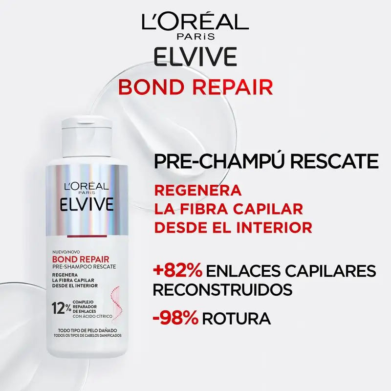 L'Oréal Paris Elvive Bond Repair Pre-Champú: Rescate, Reconstrucción Profunda, -98% Rotura