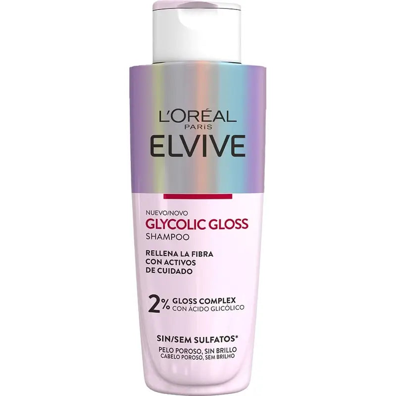 L'Oréal Paris Elvive Champú Glycolic Gloss Con Ácido Glicólico Cabello Suave Y Brillante