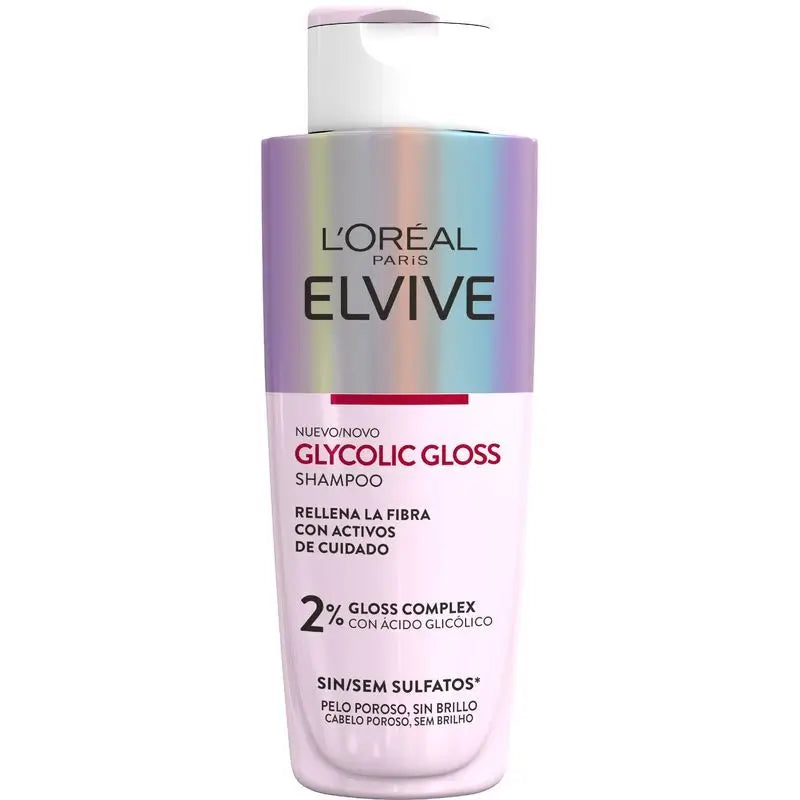 L'Oréal Paris Elvive Champú Glycolic Gloss Con Ácido Glicólico Cabello Suave Y Brillante