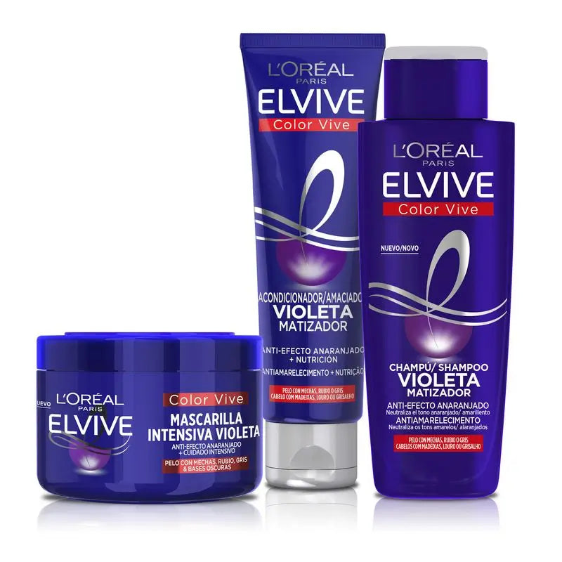 L’Oréal Paris Elvive Color Vive Acondicionador Violeta Matizador Para El Pelo Con Mechas, Rubio O Gris 150Ml