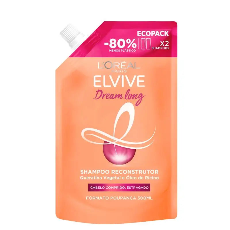 L'Oréal Paris Elvive Dream Long Champú Reconstructor Para Pelo Largo, Dañado Ecopack 500Ml