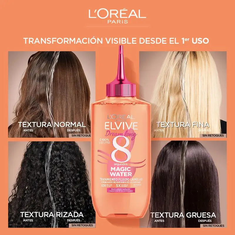 L'Oréal Paris Elvive Dream Long Magic Water: Tratamiento Capilar 8S, Tecnología Lamelar, 200Ml