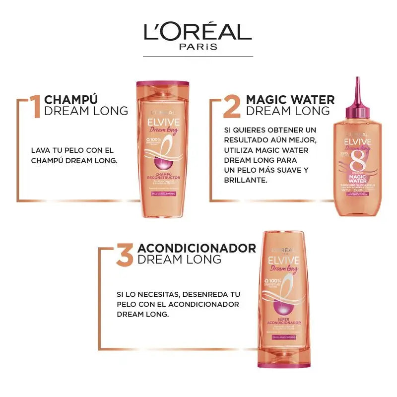 L'Oréal Paris Elvive Dream Long Magic Water: Tratamiento Capilar 8S, Tecnología Lamelar, 200Ml