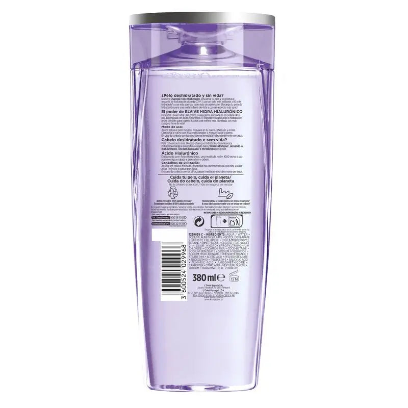 L'Oréal Paris Elvive Hidra Hialurónico Champú 72H De Hidratación 380 Ml