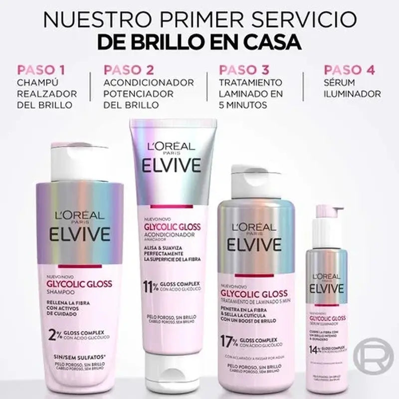 L'Oréal Paris Elvive Sérum Glycolic Gloss Con Ácido Glicólico Cabello Suave Y Brillante