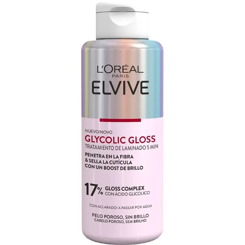 L'Oréal Paris Elvive Tratamiento 5 Min. Glycolic Gloss Con Ácido Glicólico Cabello Suave Y Brillante