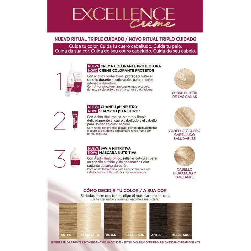 L'Oréal Paris Excellence Creme Tinte Permanente - Tono 10 Rubio Clarísimo Aclarado