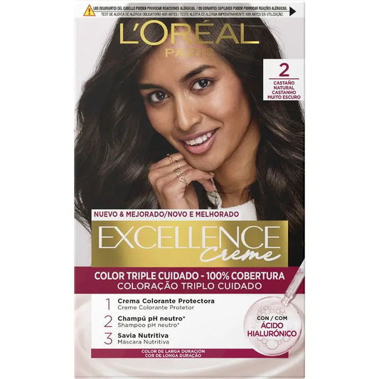 L'Oréal Paris Excellence Creme Tinte Permanente - Tono 2 Castaño Natural