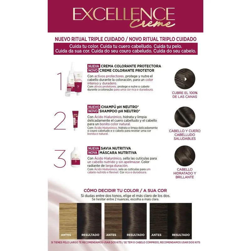 L'Oréal Paris Excellence Creme Tinte Permanente - Tono 3 Castaño Oscuro