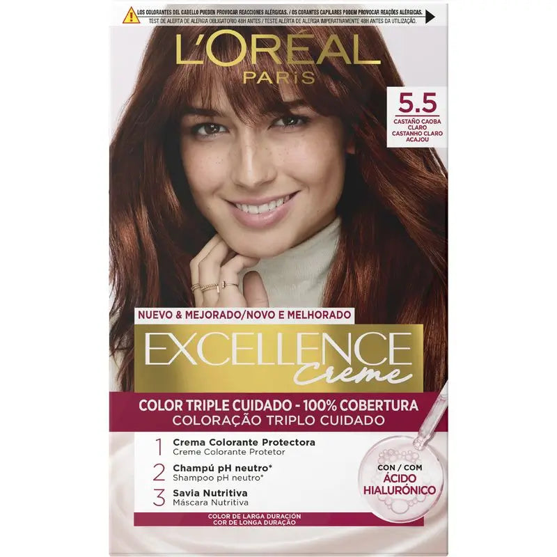 L'Oréal Paris Excellence Creme Tinte Permanente - Tono 5.5 Castaño Caoba Claro