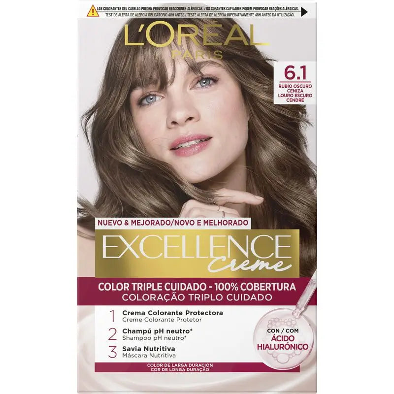 L'Oréal Paris Excellence Creme Tinte Permanente - Tono 6.1 Rubio Oscuro Ceniza